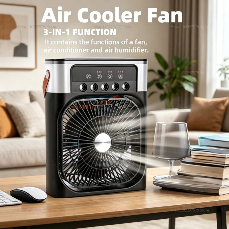 Portable 3-in-1 Air Humidifier Cooling USB fan Water mist Small refrigeration Air conditioner Mini fan Cooled Silent Air Cooler
