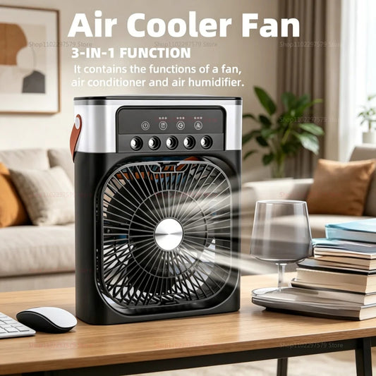 Portable 3-in-1 Air Humidifier Cooling USB fan Water mist Small refrigeration Air conditioner Mini fan Cooled Silent Air Cooler