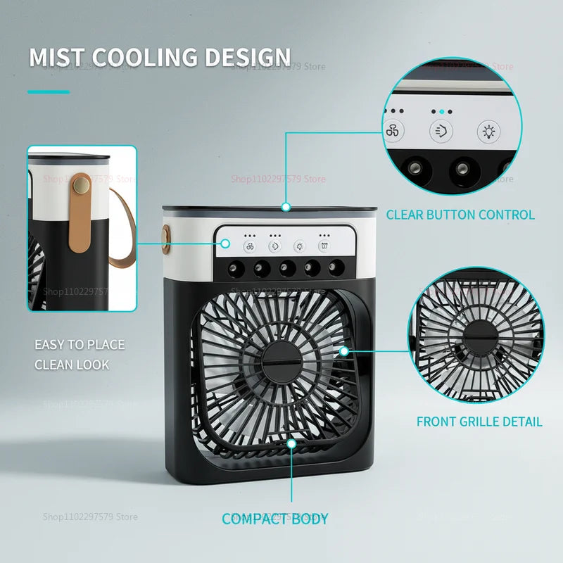 Portable 3-in-1 Air Humidifier Cooling USB fan Water mist Small refrigeration Air conditioner Mini fan Cooled Silent Air Cooler