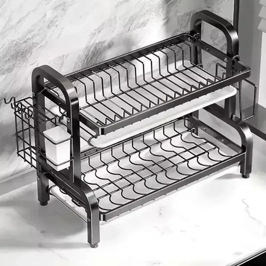 Kitchen dish storage rack, cabinets layered drain rack, tableware, tableware, countertops, sorting storage shelves