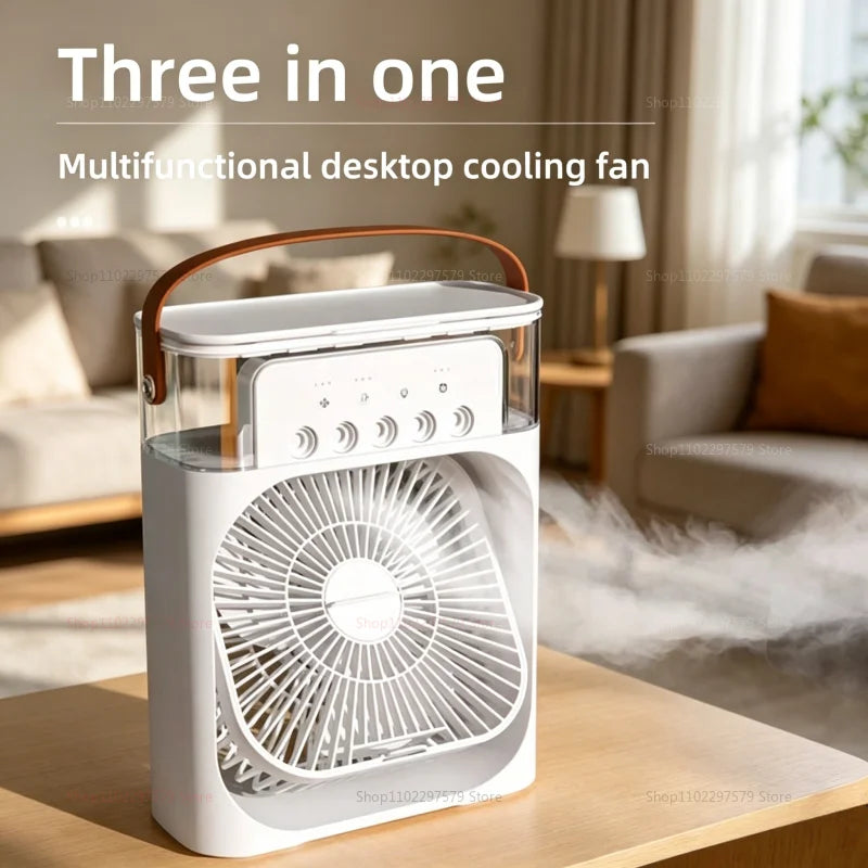 Portable 3-in-1 Air Humidifier Cooling USB fan Water mist Small refrigeration Air conditioner Mini fan Cooled Silent Air Cooler