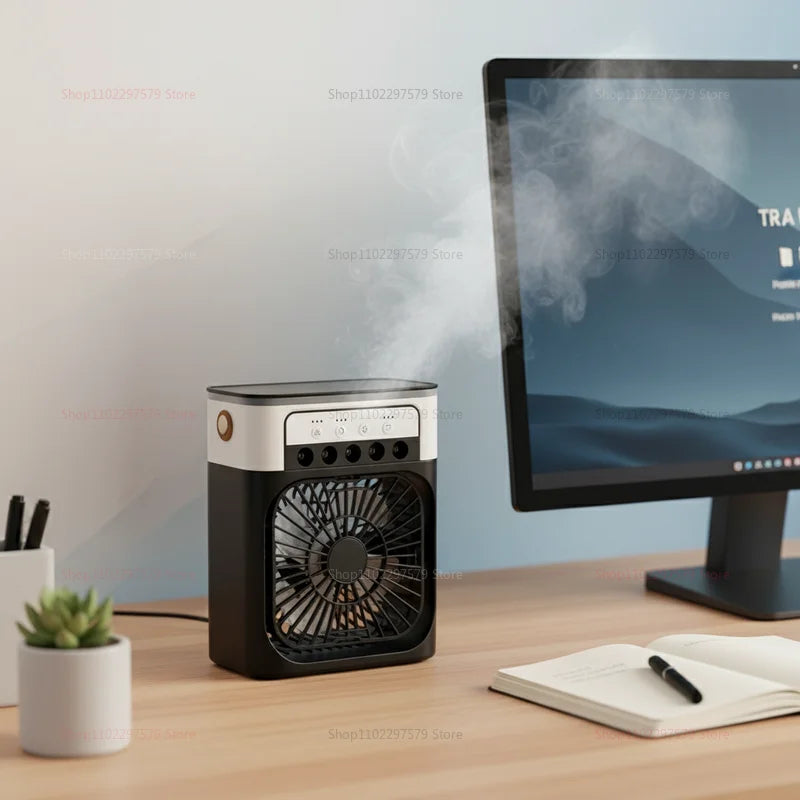 Portable 3-in-1 Air Humidifier Cooling USB fan Water mist Small refrigeration Air conditioner Mini fan Cooled Silent Air Cooler