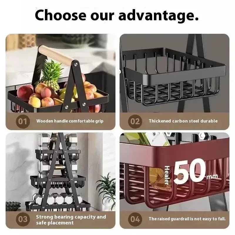 High space utilization storage rack, upright multi-layer rack + kitchen mobile cart + bathroom storage shelf