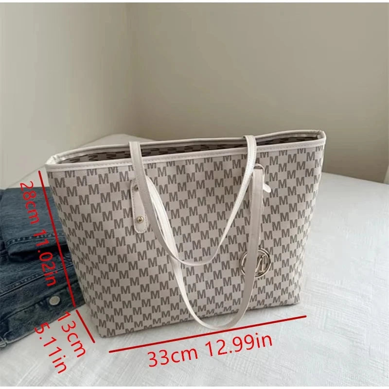 Versatile Large Capacity Letter Print Fashion Shoulder Bag Luxury Brand Clutch Bag Retro Trend Commuter Tote Bag