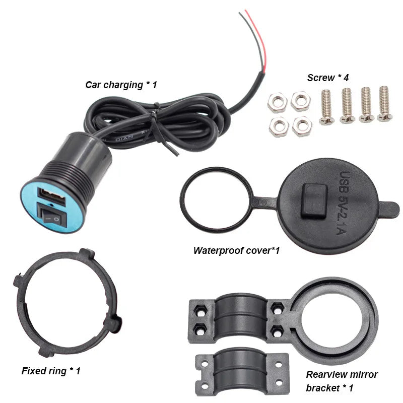 Waterproof Motorcycle Handlebar USB Charger 12V 5V-1.5A Moto Adapter Power Supply Socket For Phone Mobile Motorbike Accessories