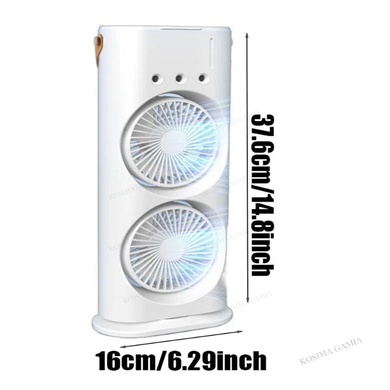 Portable Mini Fan 3-Holes Double Headed Spray USB powered/Rechargeable Mist for Home Office Outdoor Camping & Car Application