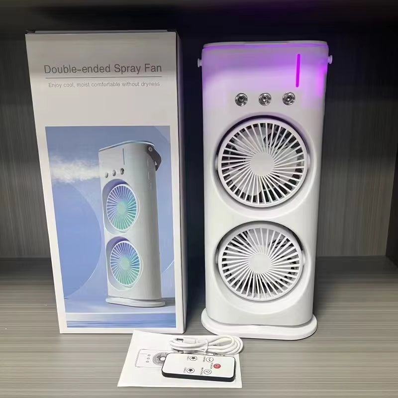 Portable Mini Fan 3-Holes Double Headed Spray USB powered/Rechargeable Mist for Home Office Outdoor Camping & Car Application